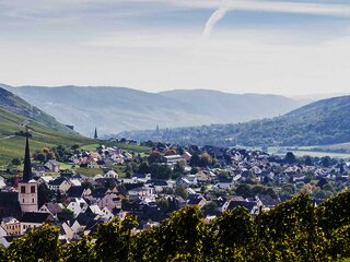 Blick auf Rachtig im Frühling