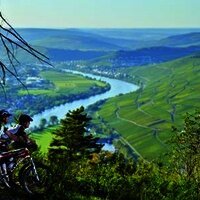Mountainbiken mit Moselpanorama: Blick auf Bernkastel-Kues