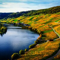 Blick auf die Mosel bei schönem Herbstwetter