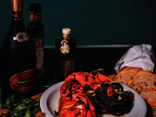 Champagner und Hummer