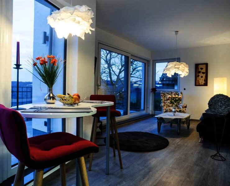 Blick in den Wohnbereich Fewo Loreleyblick