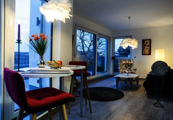 Blick in den Wohnbereich Fewo Loreleyblick