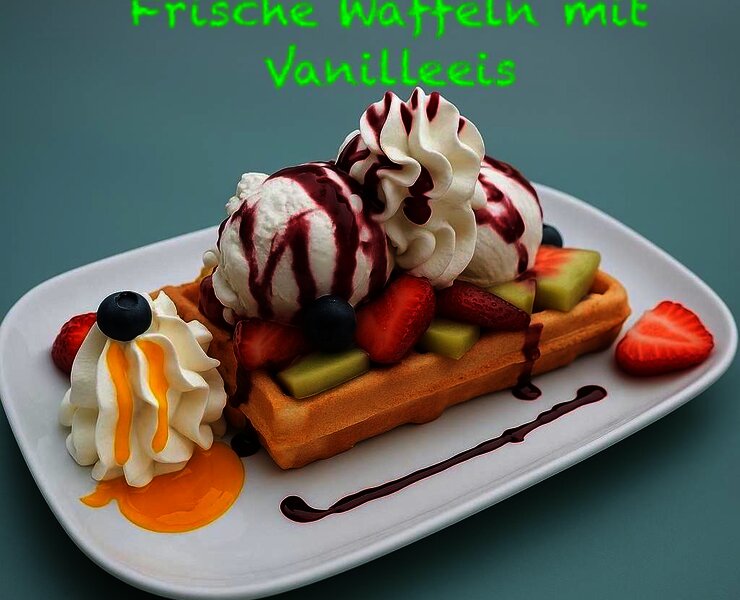 Heißwaffeln mit Vanilleeis