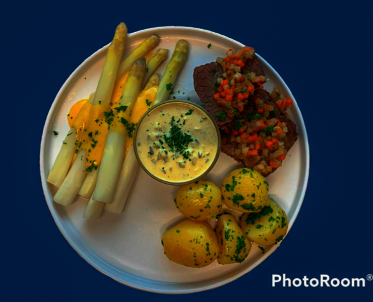 Spargelkarte im Restaurant Simon`s