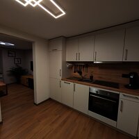 Küche mit angrenzendem Wohnzimmer