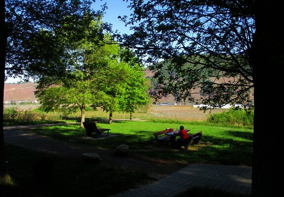 Rastplatz und Ruhebank in der Nähe der Waldkapelle