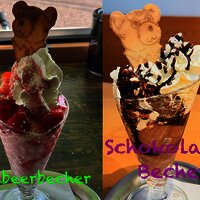 Erdbeerbecher und Schokoladenbecher