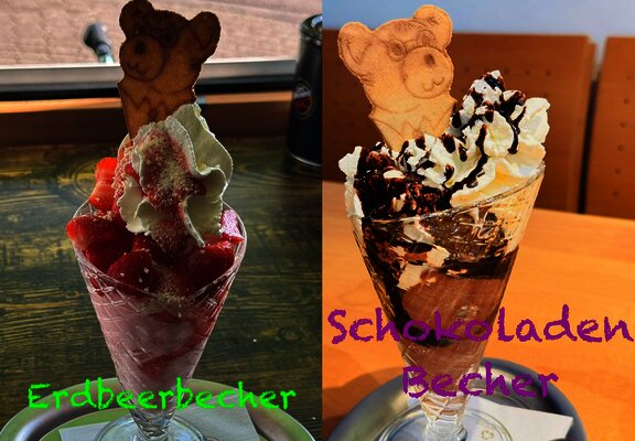 Erdbeerbecher und Schokoladenbecher