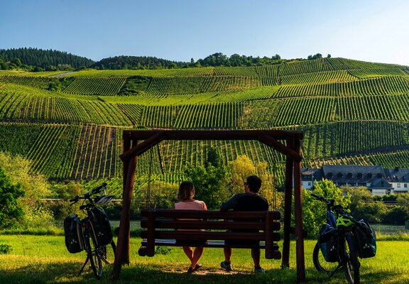 Genussradeln entlang des Mosel-Radwegs bei Erden