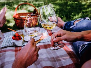 Weine bei einem Picknick genießen