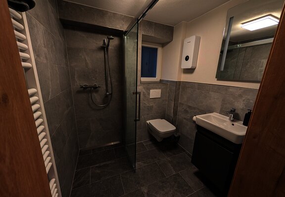 Modernes Badezimmer mit Glasdusche